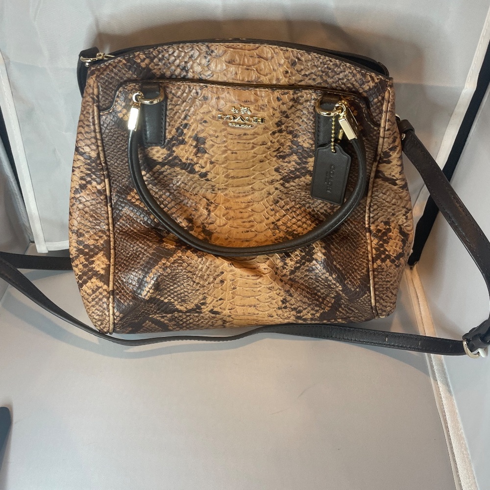 Coach Minetta Python Embossed Leather Satchel / C… - image 3
